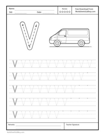 Capital Letter V Free Printable Worksheet for Preschool