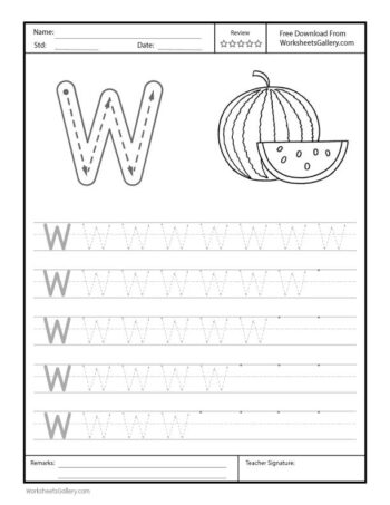 Capital Letter W Free Printable Worksheet for Preschool