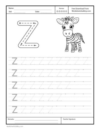 Capital Letter Z Free Printable Worksheet for Preschool