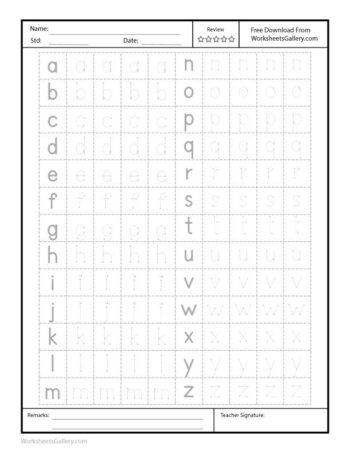 a-z Lowercase Tracing Free Printable Worksheet