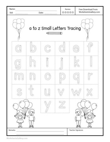 a to z Small Letters Tracing