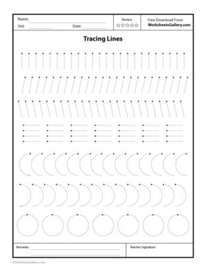 Free printable preschool worksheet for tracing lines and curves to develop pre-writing skills.